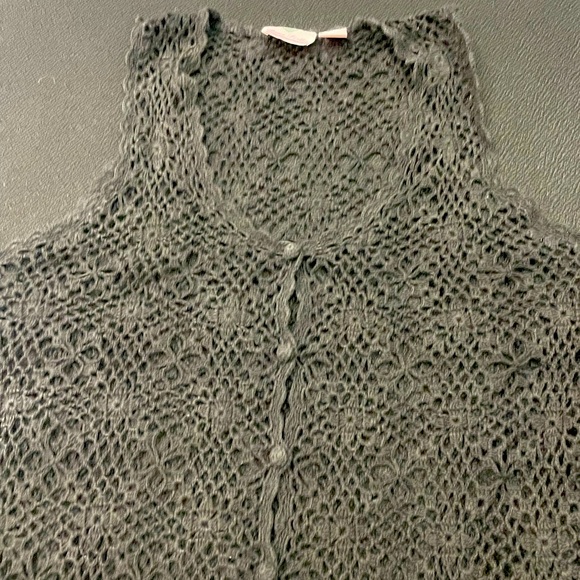 VTG Dana Scott black deep v button down crochet vest sz L - Picture 3 of 11